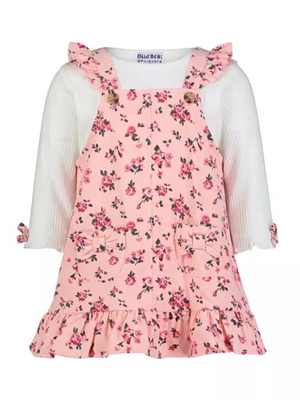 NEW Blueberi Boulevard Ribbed Long Sleeve Top and Floral Jumper Set size 5